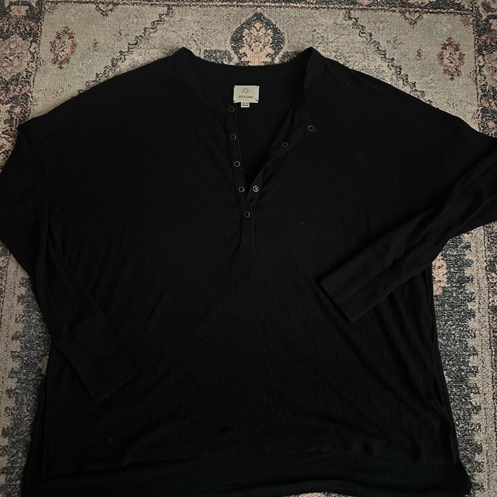 Aerie Offline Black long sleeve button up shirt